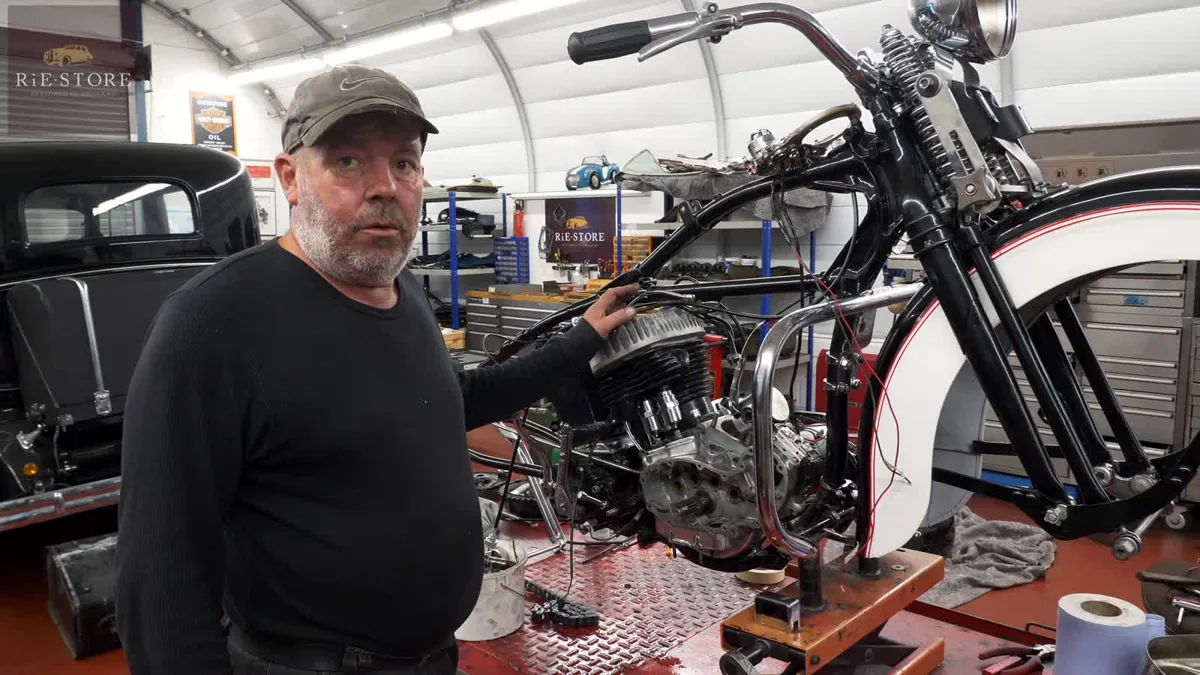 Motorcycle under inspection in the workshop